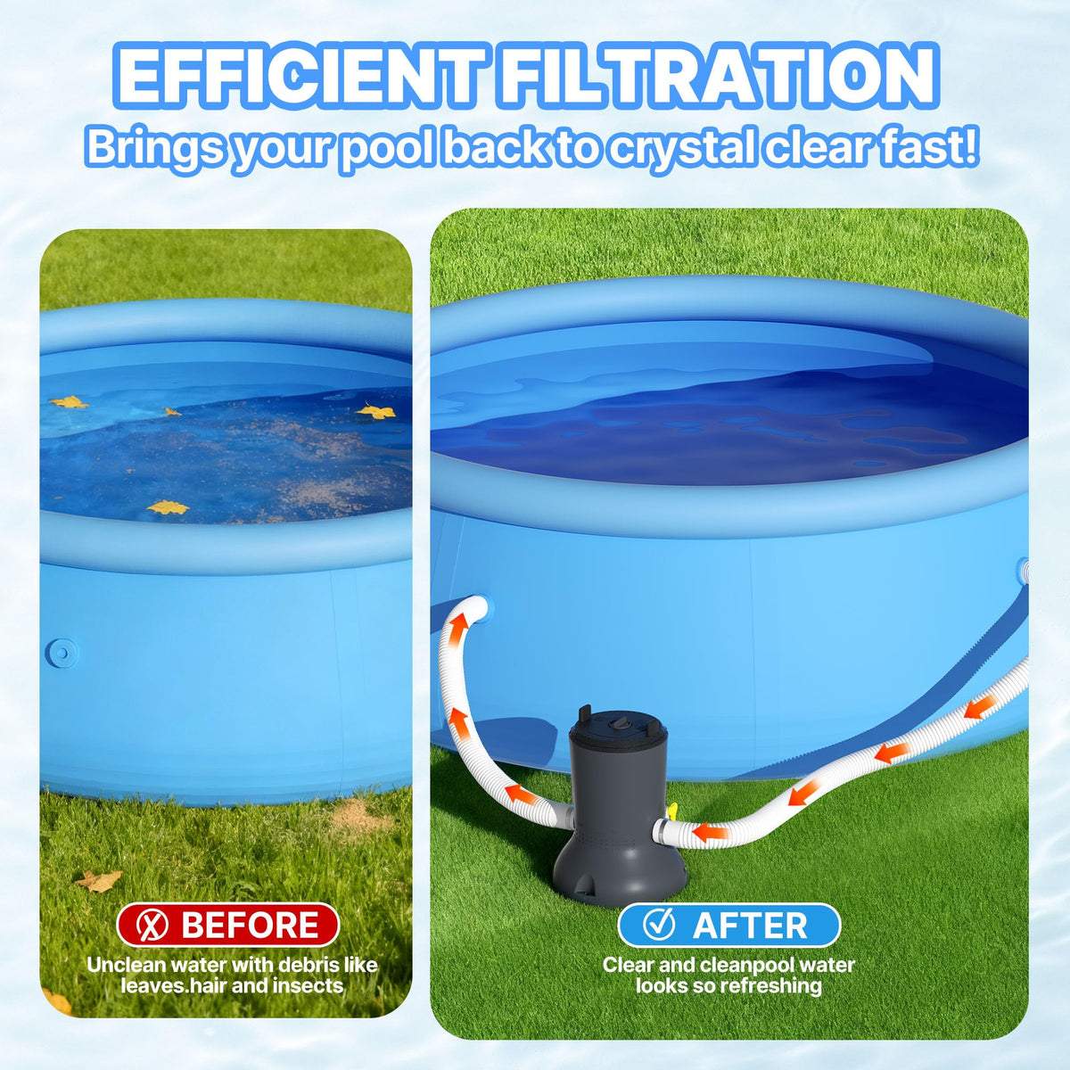 OYO WATER dual-power operation offers solar or AC power for continuous filtration.