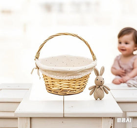 OYPEIP Willow Easter Basket with pastel eggs showcases ready-to-use decor