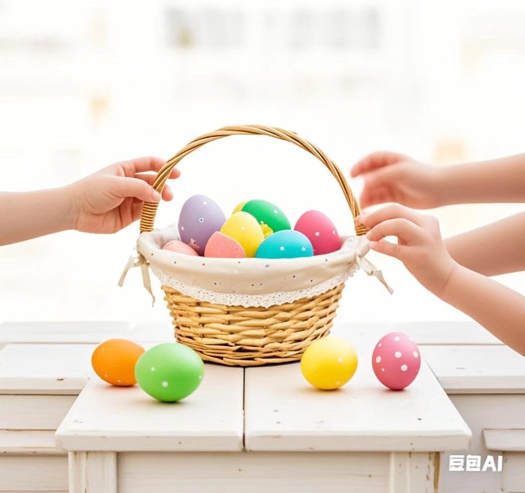 OYPEIP Willow Easter Basket removable liner keeps contents clean