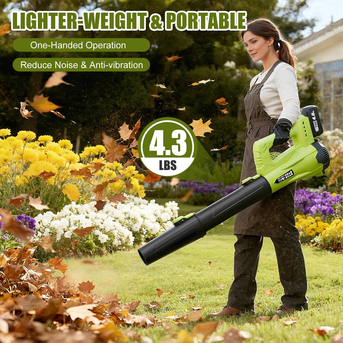 High airflow of 480 CFM quickly moves leaves and light debris