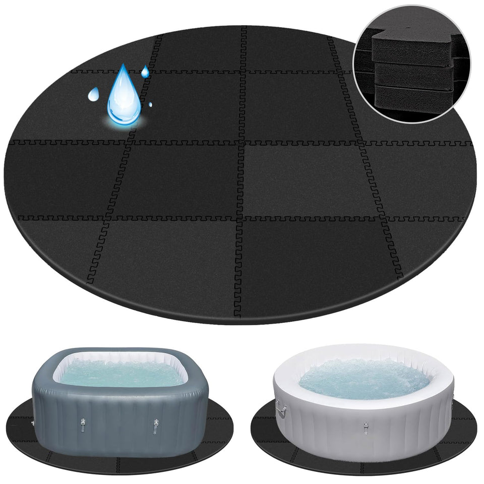 Oyrlize 78-inch round hot tub mat extrathick offers durable ground protection for outdoor spas.