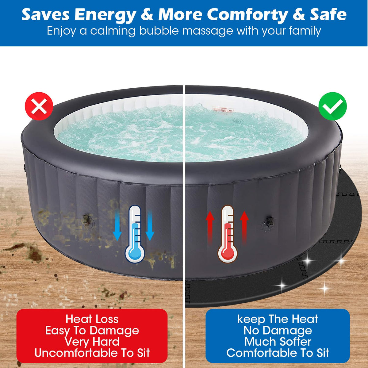 Oyrlize hot tub mat interlocking-puzzle-design provides stable setup and easy expansion.