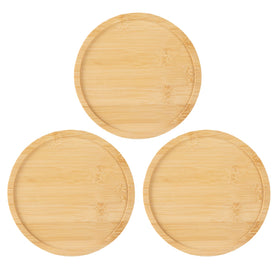 OYSIR bamboo saucer, 6-inch round, protecting surfaces under a plant pot.