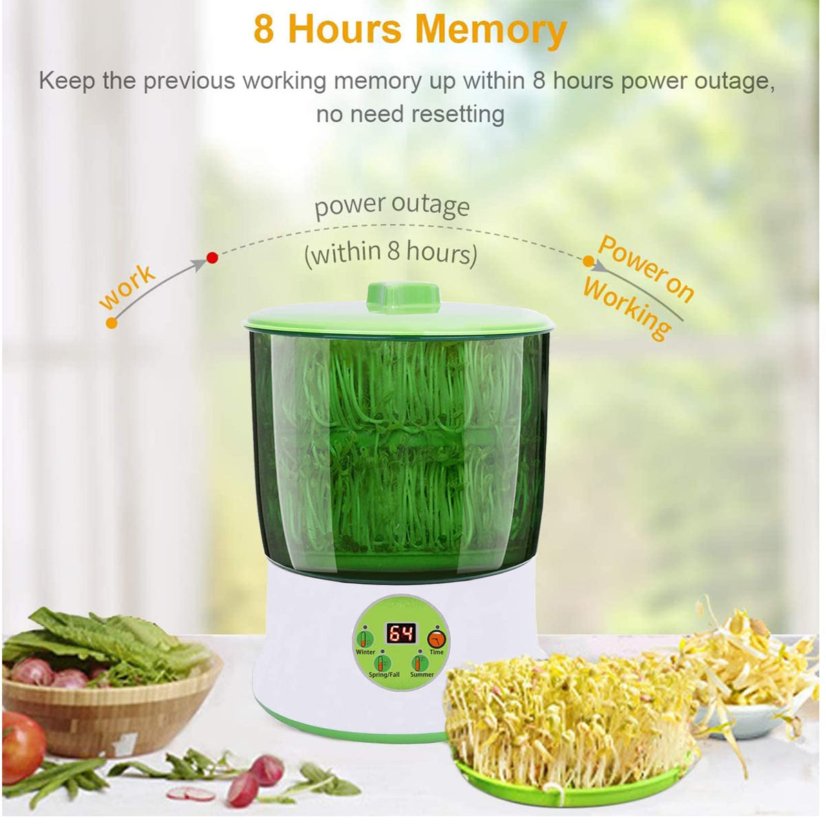 OYSIR Bean Sprouts Machine 360-degree sprinkler ensures even germination