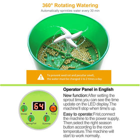 OYSIR LED timer display close-up illustrating precise sprout timing