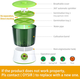 OYSIR Bean Sprouts Machine two-tray setup for high-capacity sprouting at home
