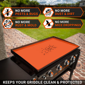 OZG full-coverage griddle mat shields surface from dust, stains, and debris