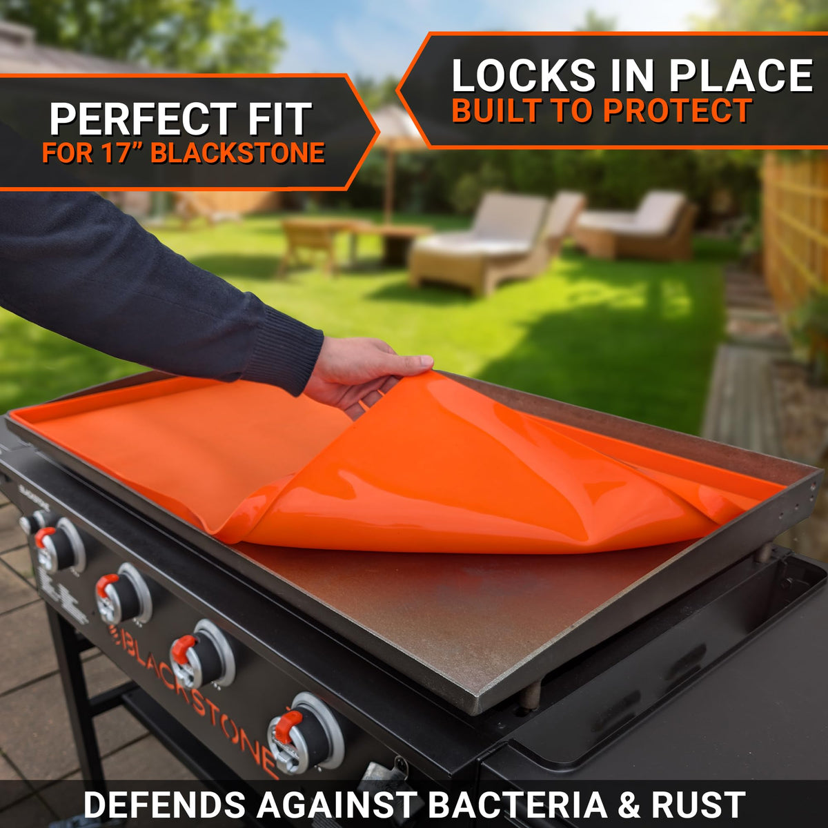 OZG rust-prevention silicone cover protects the griddle from moisture and corrosion