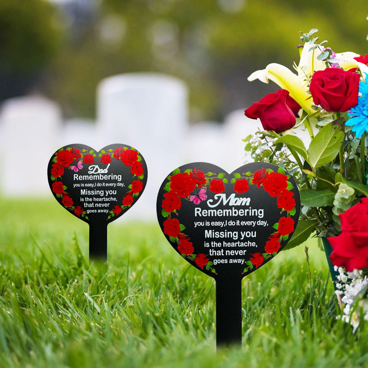 OZIO memorial heart marker dad tribute provides dignified memorial in gardens and yards.