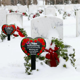 OZIO memorial plaque complements garden, lawn, and grave side displays.