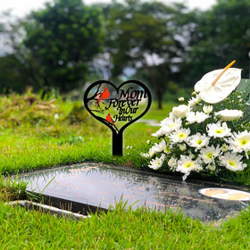 OZIO metal grave marker stand provides stable support for cemetery displays.