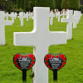 OZIO metal grave stake installation demonstrates easy, sturdy setup for gravesites.