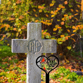 OZIO outdoor memorial sign is easy to install beside a headstone.
