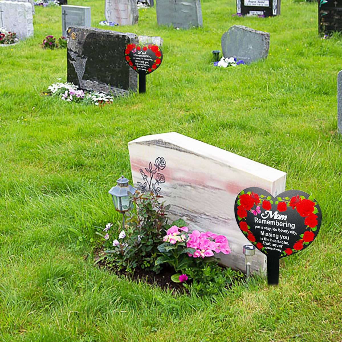 OZIO weatherproof grave marker resists rain and rust for year-round display.