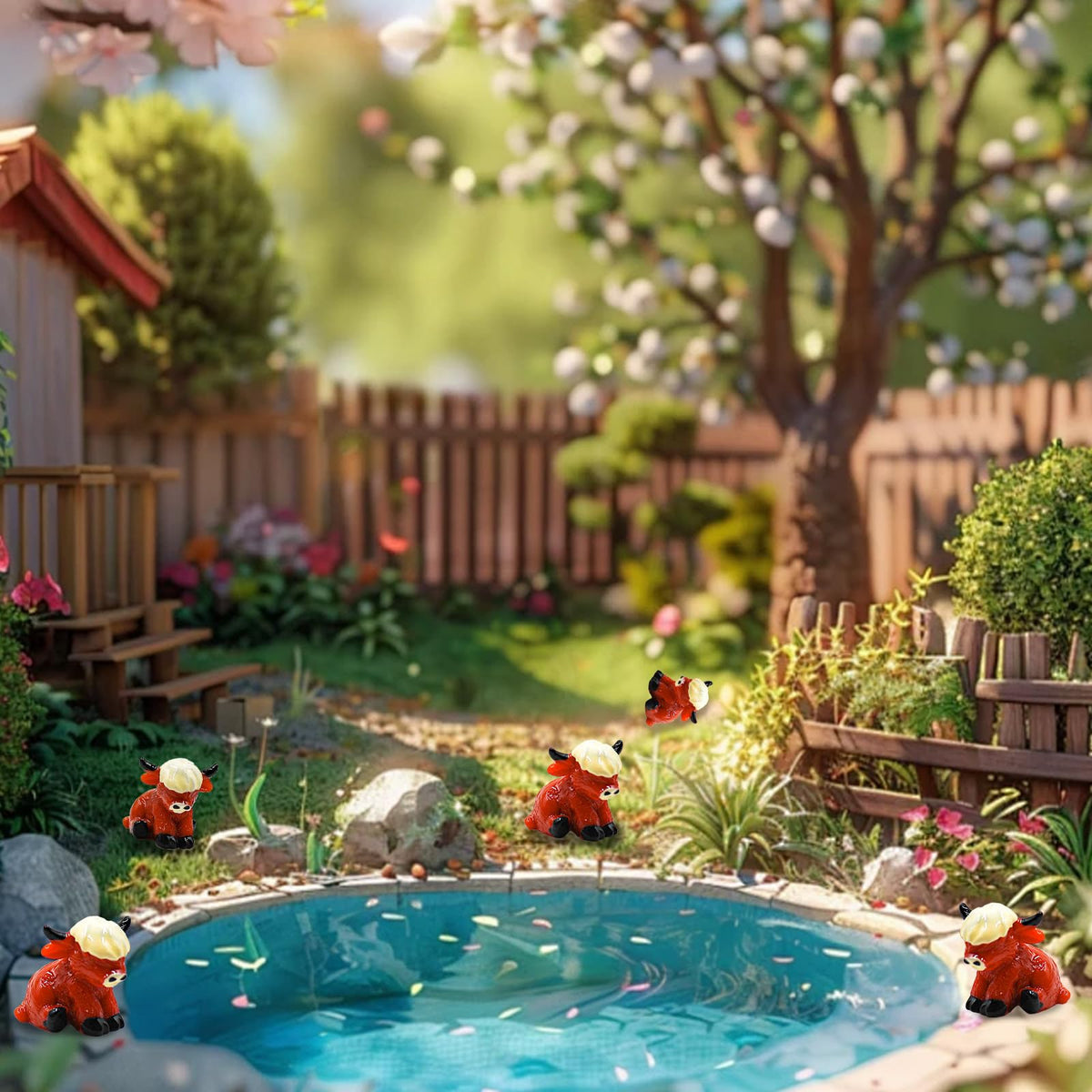 OZLMC DIY fairy garden cow figures for crafts and gifts.