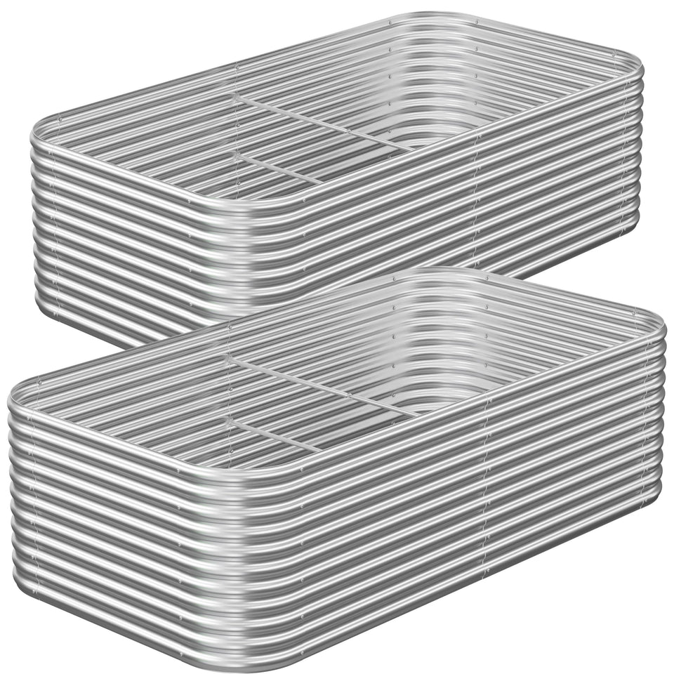 OZMSHF 2-pack raised bed overview showing durable galvanized steel for long-term outdoor use.