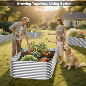 OZMSHF 2-pack 8ft raised bed side view highlights tall height for deeper planting.