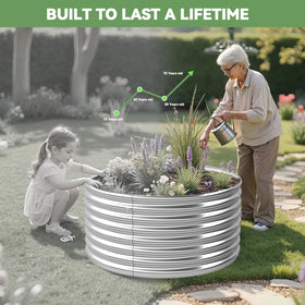 OZMSHF raised bed on a patio shows thriving herbs and easy outdoor gardening