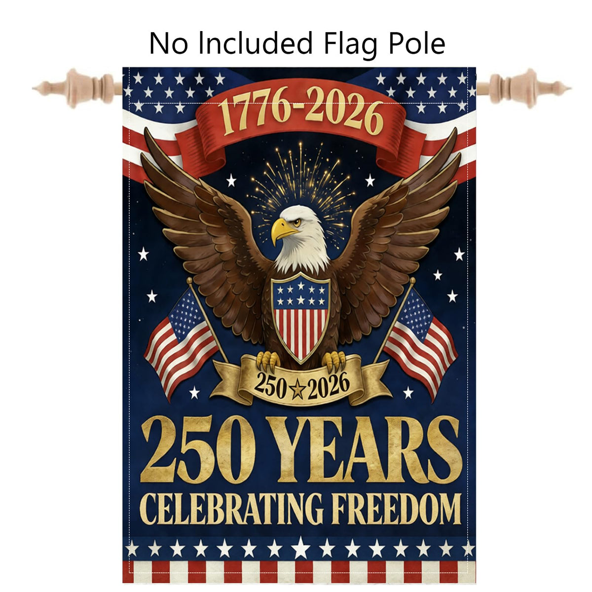 OZTK 1776-2026 design details, compact 12x18 flag for small spaces.
