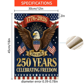 OZTK 250th eagle flag back view, resilient print for year-round yard display.
