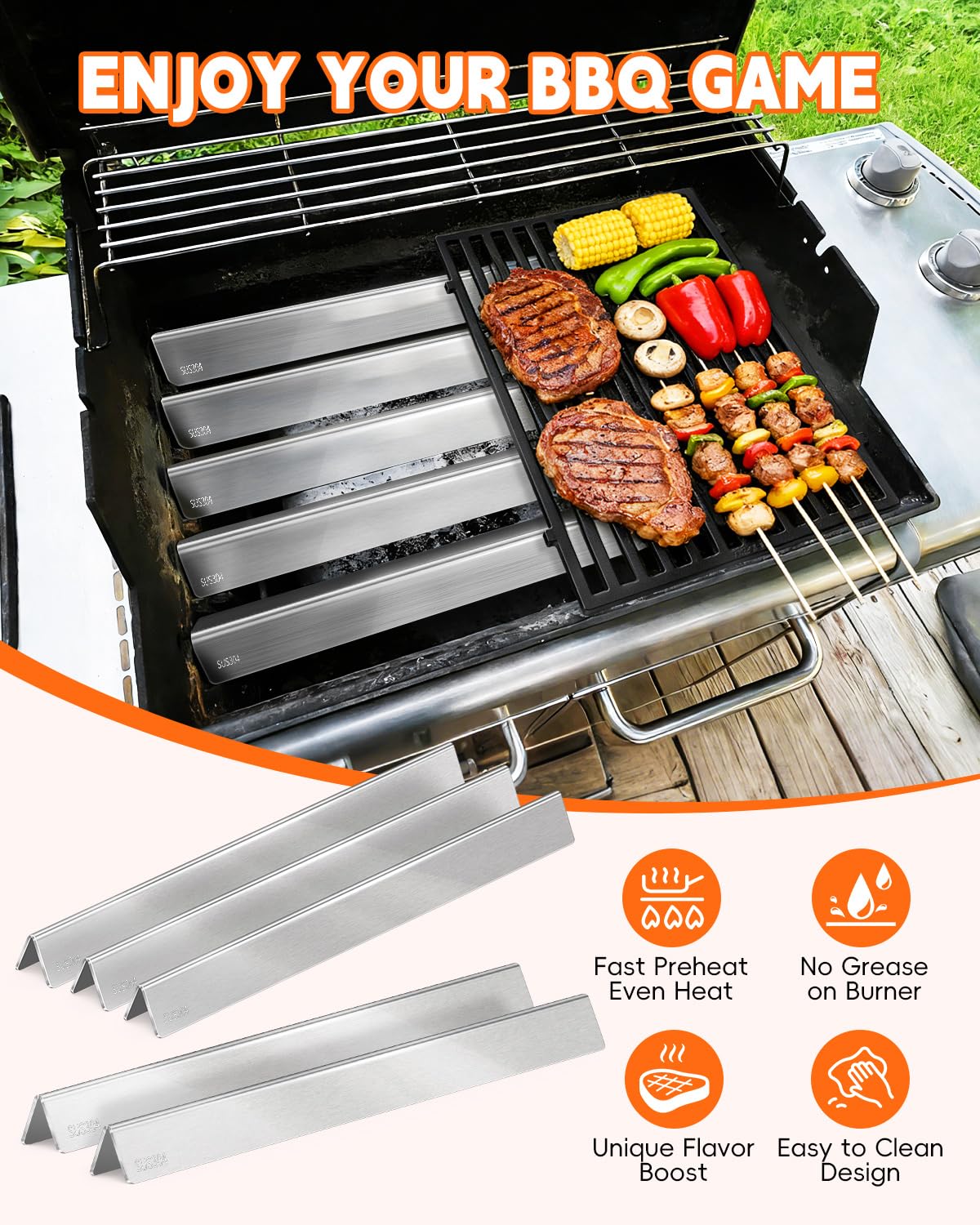 Paayox 7540 flavorizer bar protects burners from grease and debris