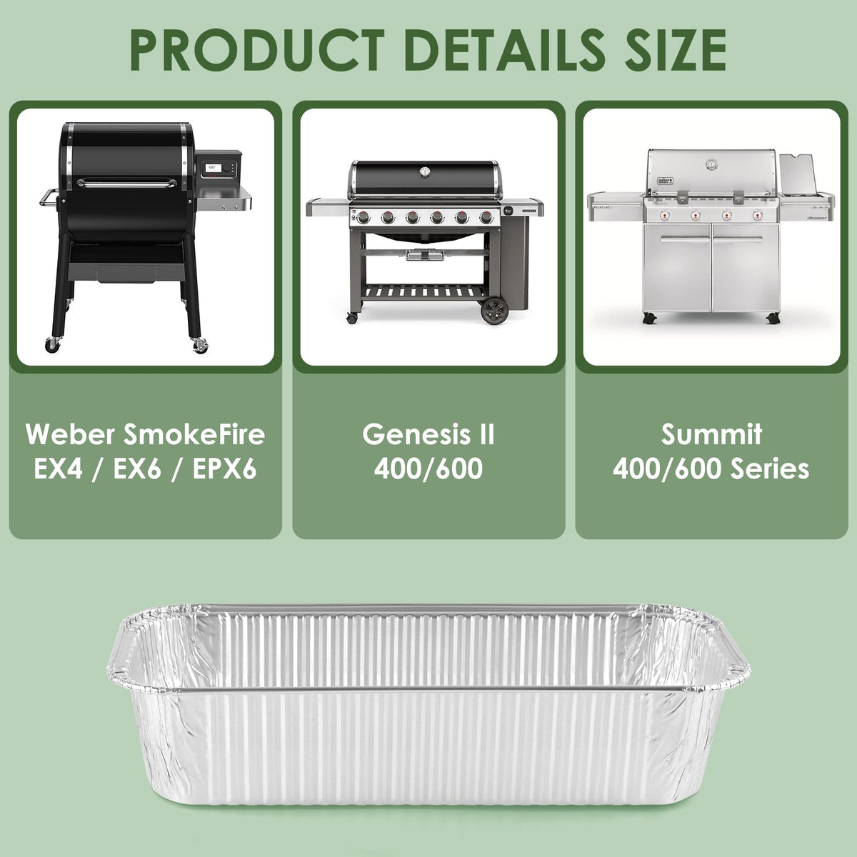 PACETAP liner for Weber EPX6; sturdy aluminum for heavy drips.