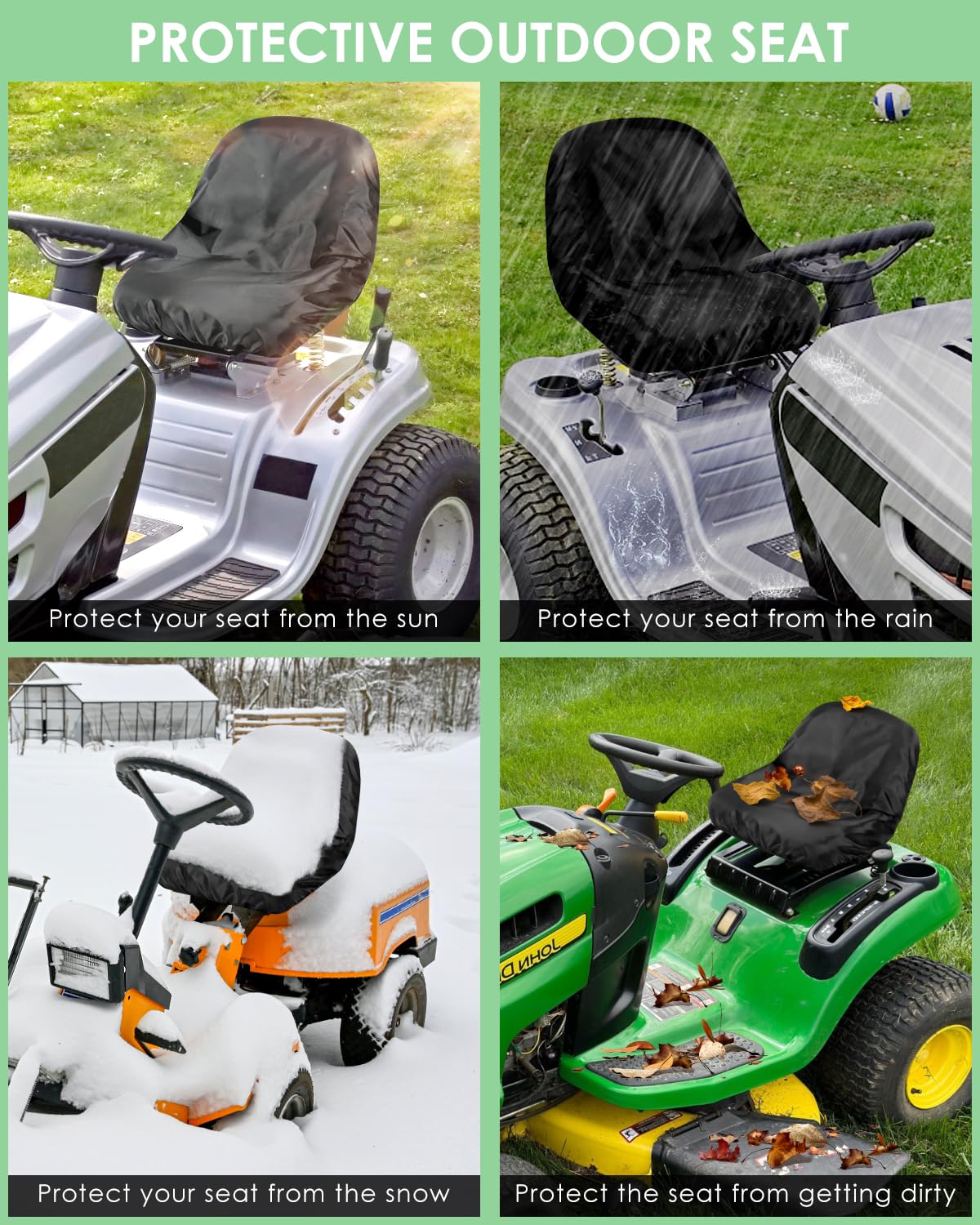PACETAP scratch and abrasion resistant seat cover extends mower seat life.