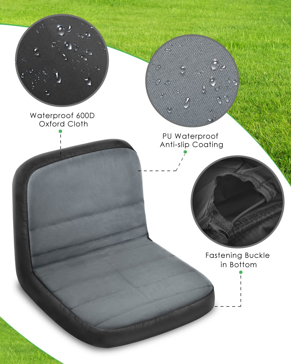 PACETAP anti-slip design seat cover back view demonstrating secure fit