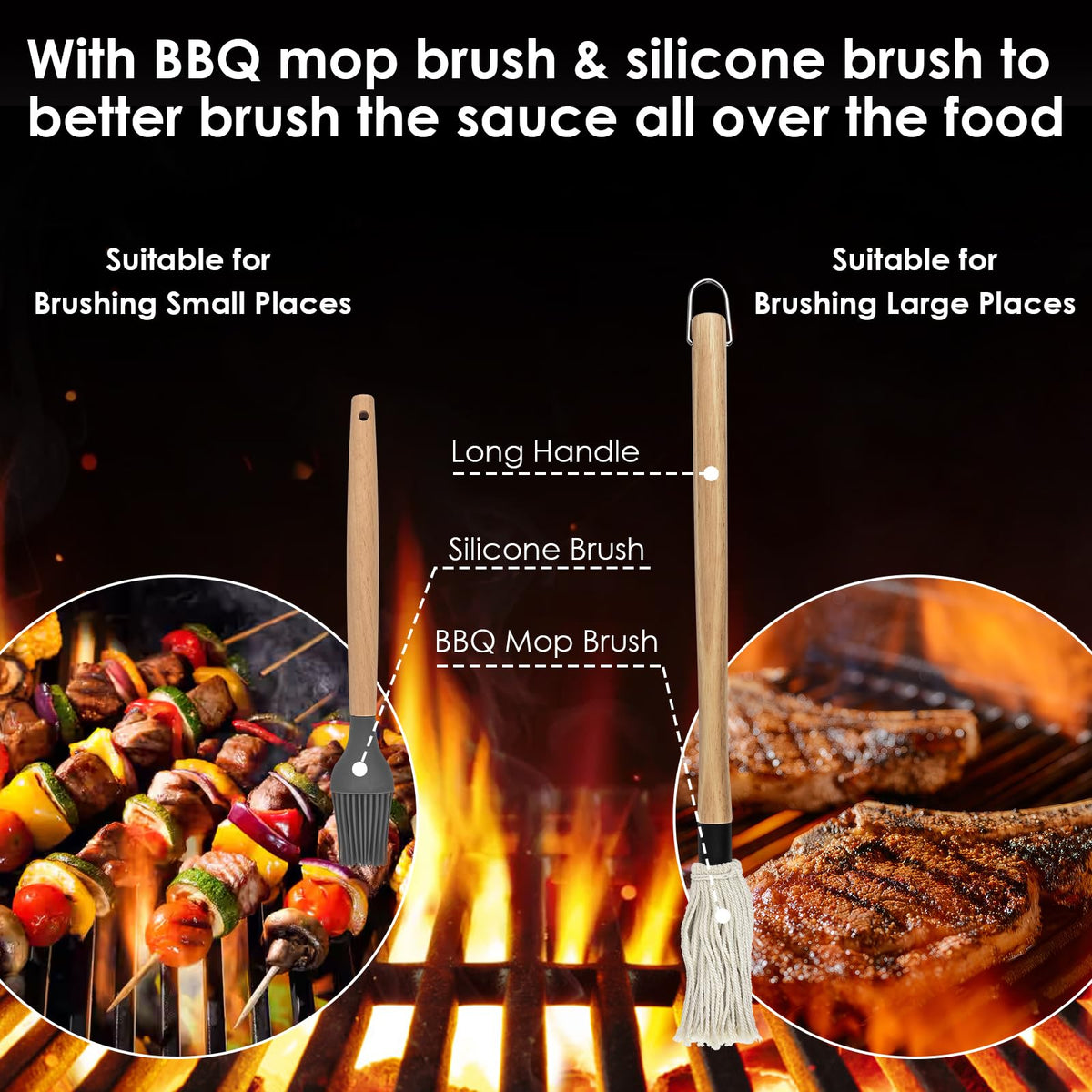 PACETAP Silicone brush for smooth, even glaze on meat