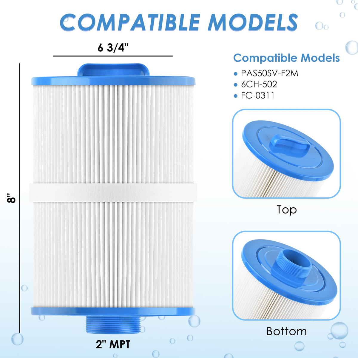 PACETAP spa filter cartridge showing Artesian compatibility for secure fit