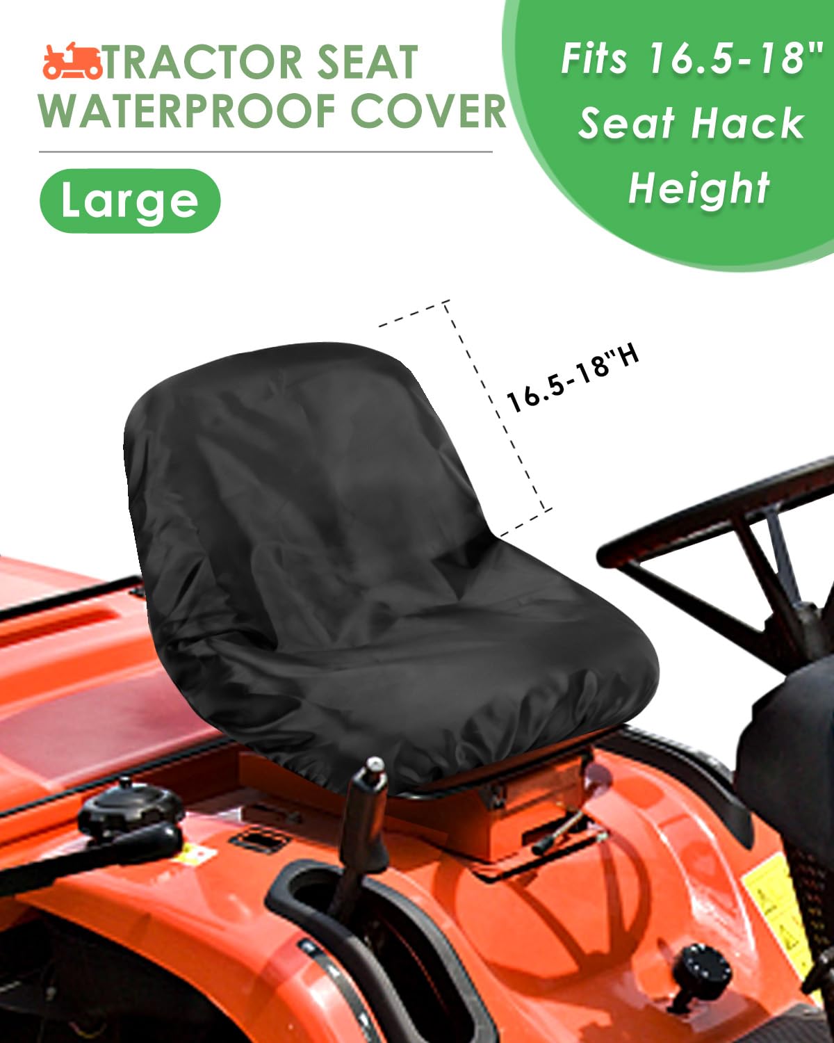 PACETAP universal fit tractor seat cover accommodates multiple mower models.