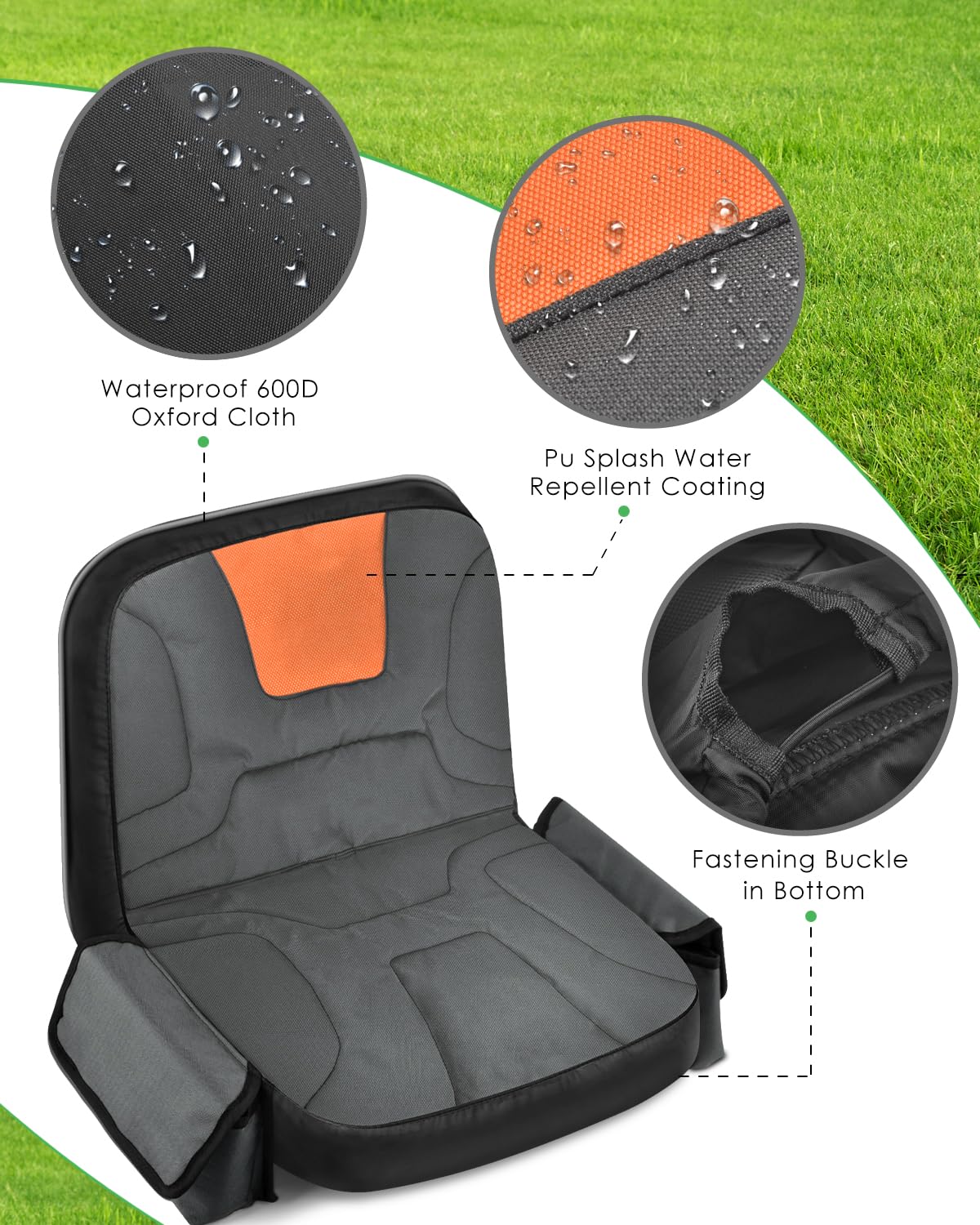 PACETAP waterproof riding lawn mower seat cover protects the seat from spills.