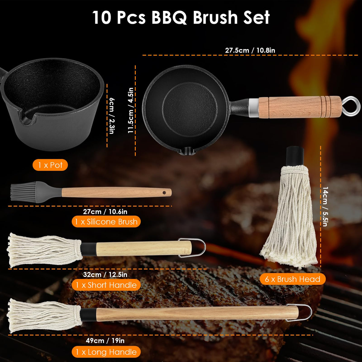 PACETAP Wooden handle mop offers firm grip while grilling