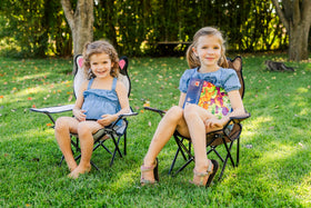 Cross-woven fabric provides soft, durable seating for long outdoor sessions.