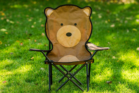 Bernie the Bear Play Chair safety lock provides secure closing during adventures.