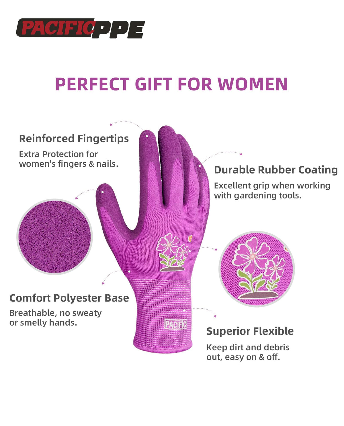 PACIFIC PPE breathable knitted base keeps hands cool during long gardening sessions