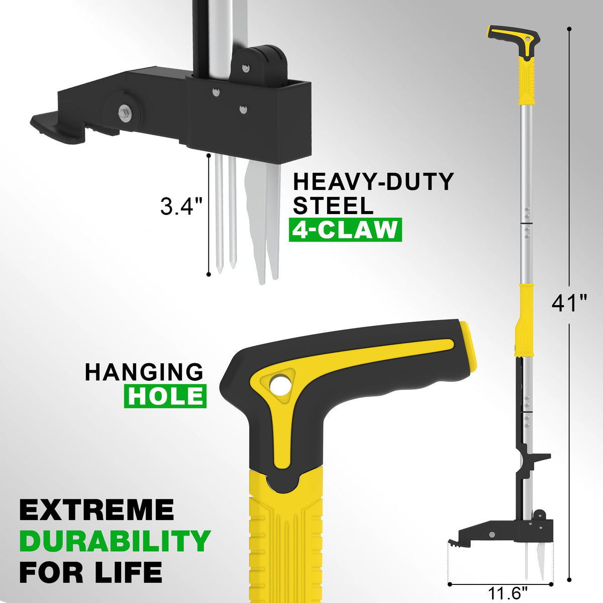 PadPure ergonomic non-slip grip for comfortable standing weed removal.