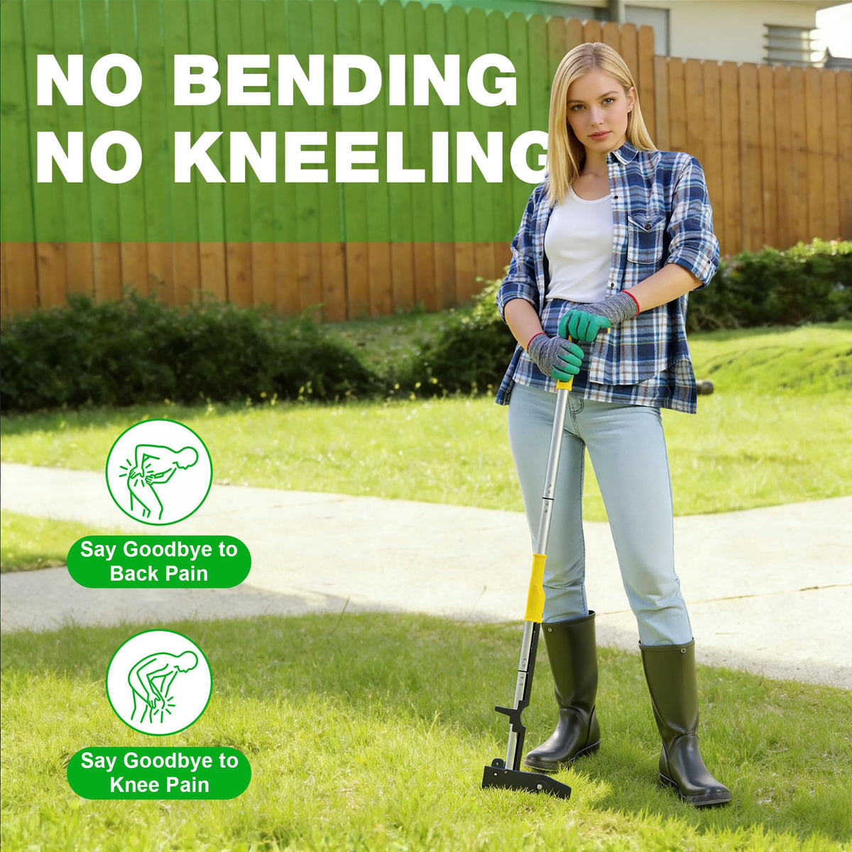 PadPure foot pedal ejects weeds for quick, clean disposal.