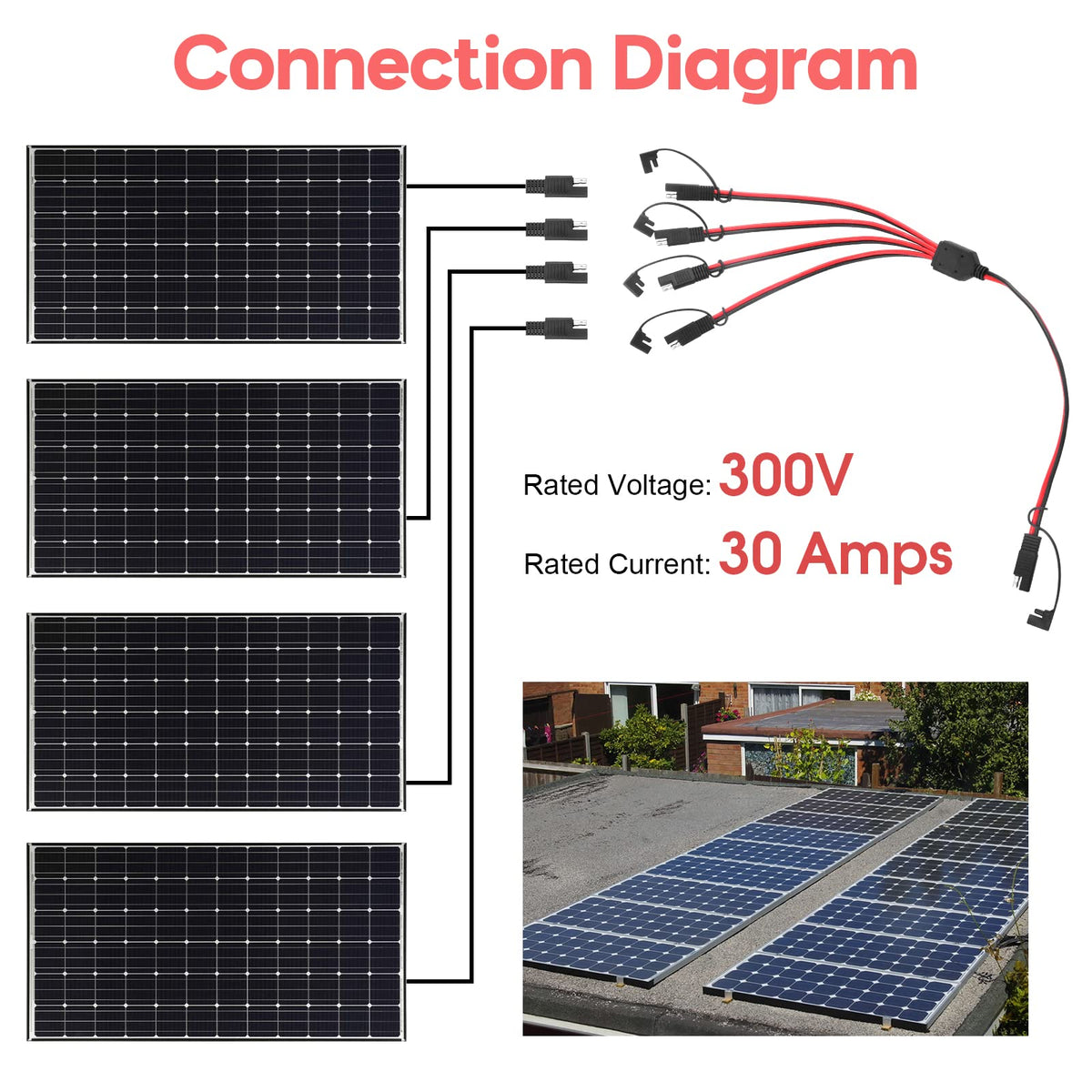 PAEKQ red-positive black-negative wires illustrate correct polarity at a glance.