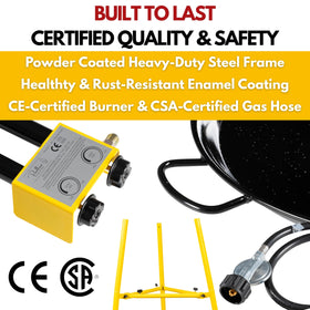 Paelluxe gas hose with regulator for a safe propane connection.