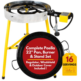 Paelluxe paella burner with two rings for efficient outdoor cooking.