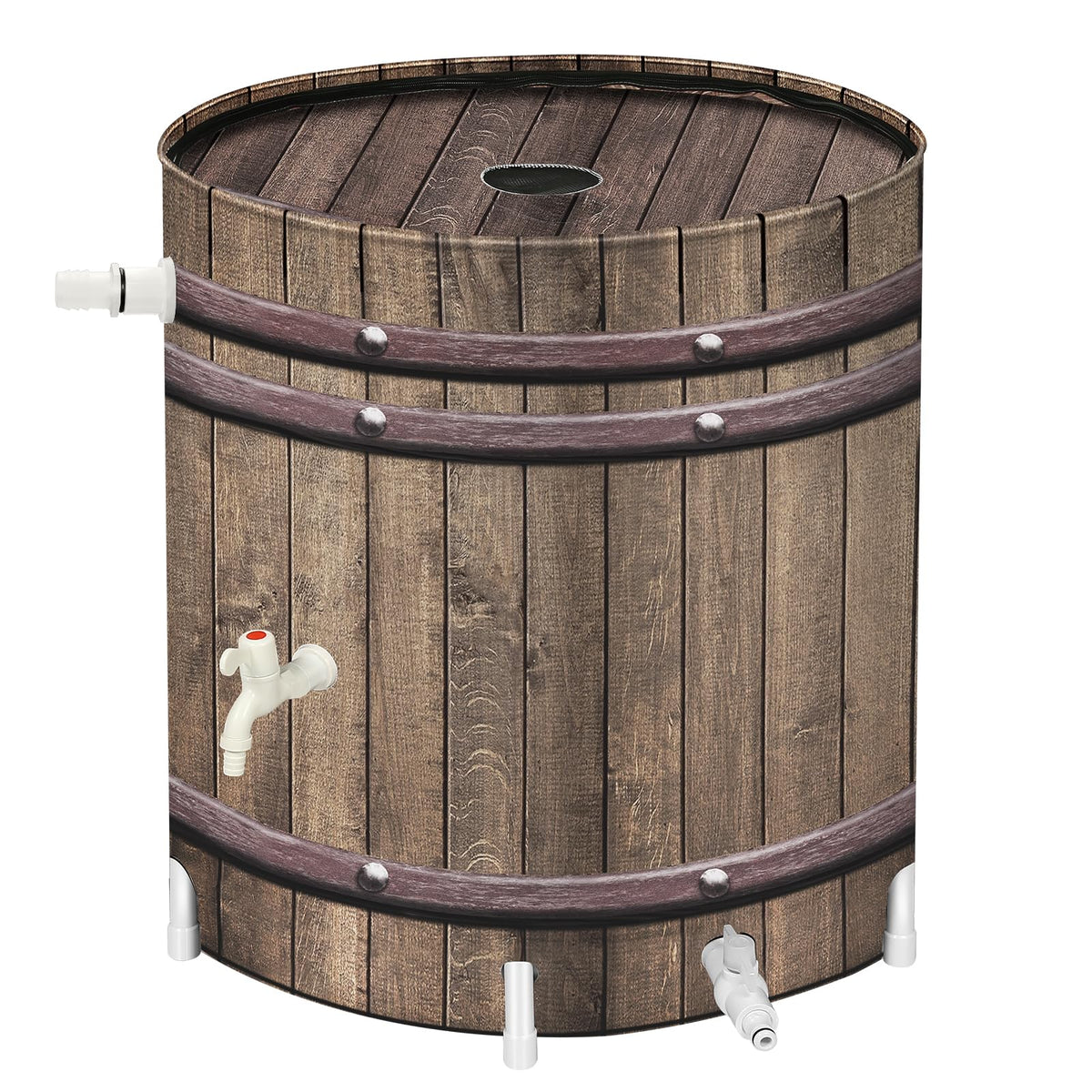 PAETAE collapsible rain barrel folded for easy storage and portability
