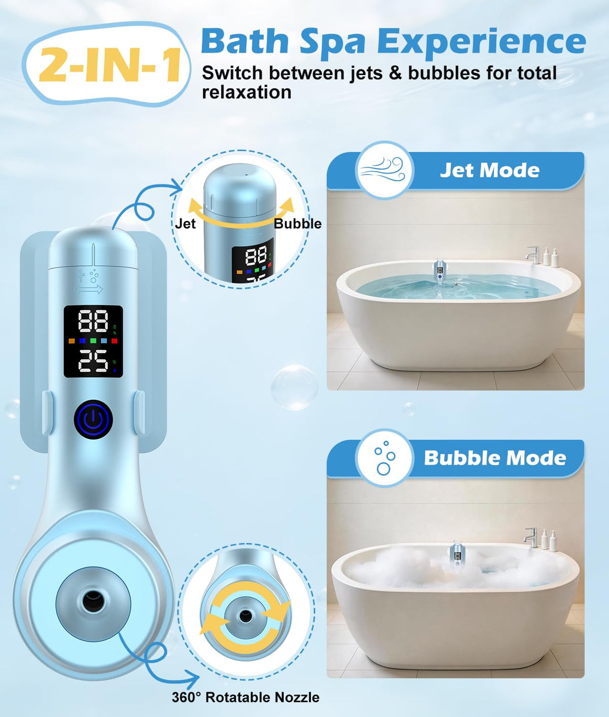 PAHTTO Bath Jet Spa in Bubble Mode delivering gentle, spa-like bubbles.