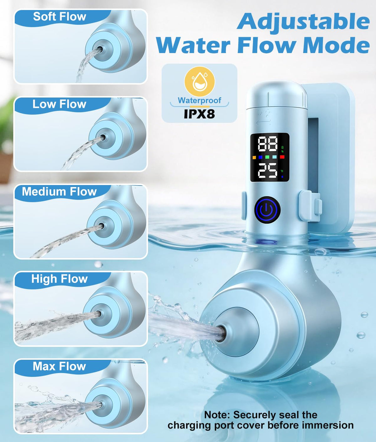 PAHTTO Bath Jet Spa IPX8 waterproof design for safe immersion.
