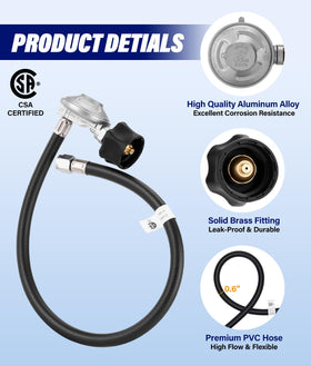 PAHTTO regulator hose compatible with Genesis Summit Spirit for versatile backyard grilling.