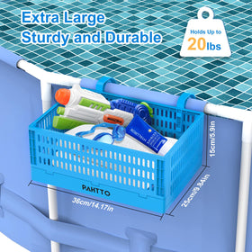 PAHTTO XL poolside storage basket folded for compact storage when not in use