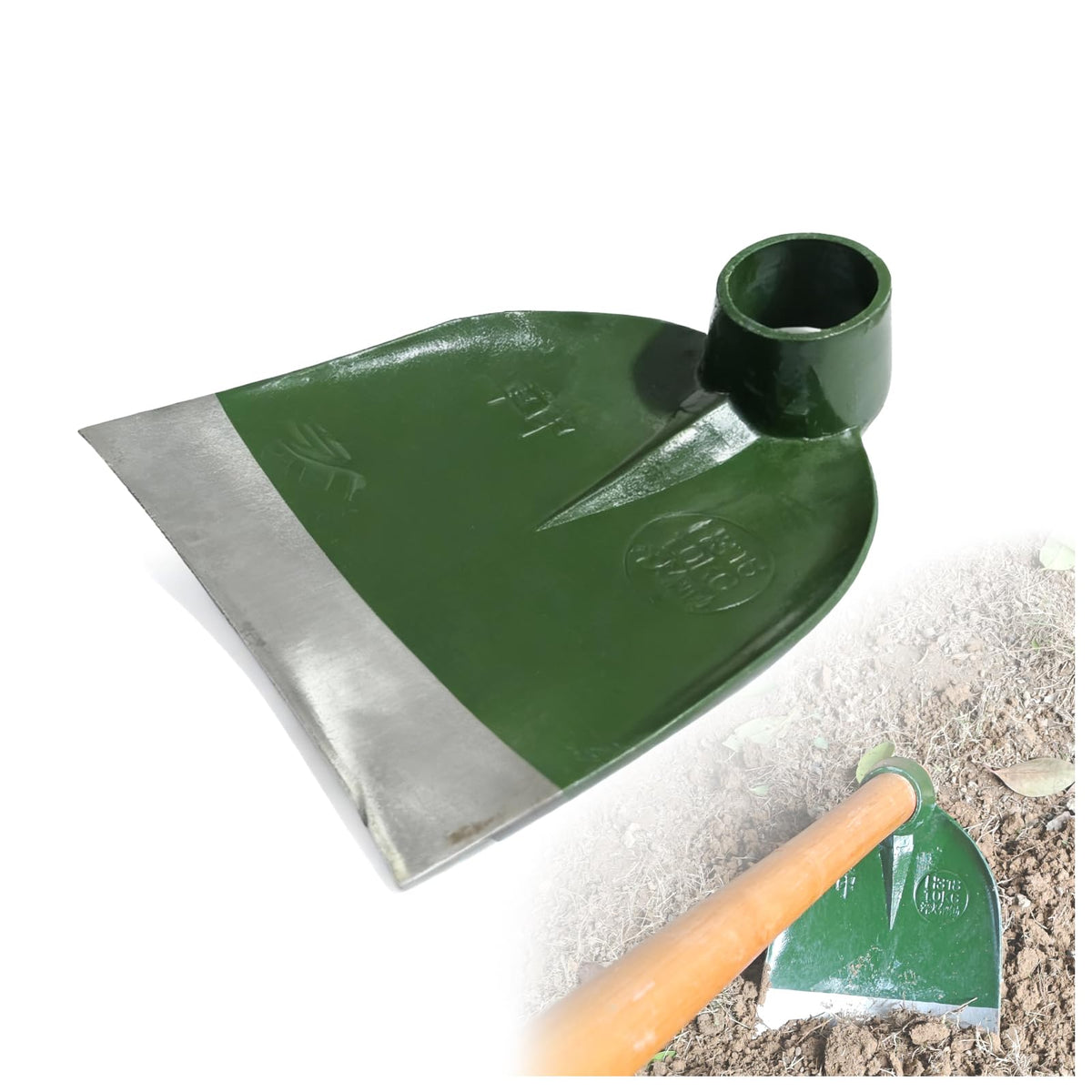 Paiaojia heavy-duty round eye hoe head for deep digging and efficient weeding.