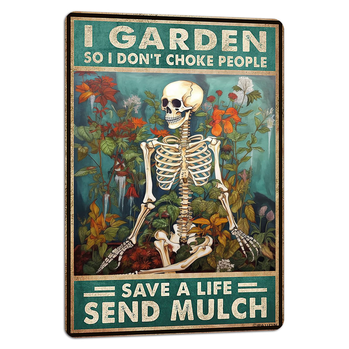 PAION skull garden sign 8x12 for bold home or garden decor