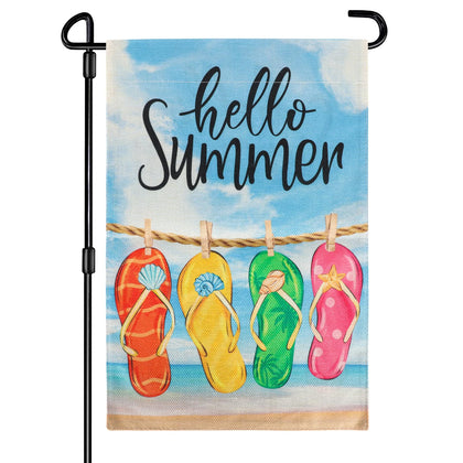 PAIVSUN summer flag with flip-flop beach scene for outdoor decor on porches.