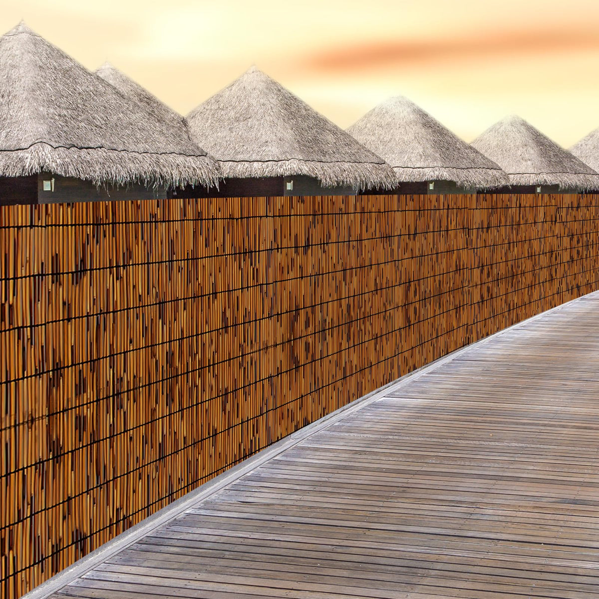 PAKNANO natural reed fencing 13x6ft in action for outdoor privacy and light diffusion.